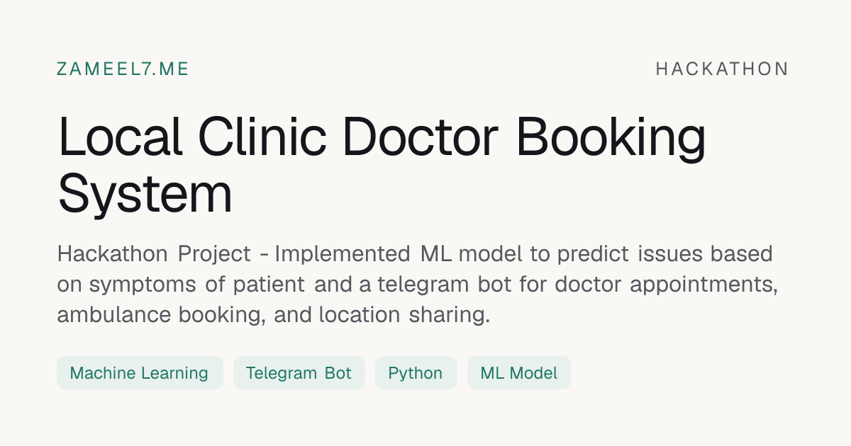 Local Clinic Doctor Booking System preview